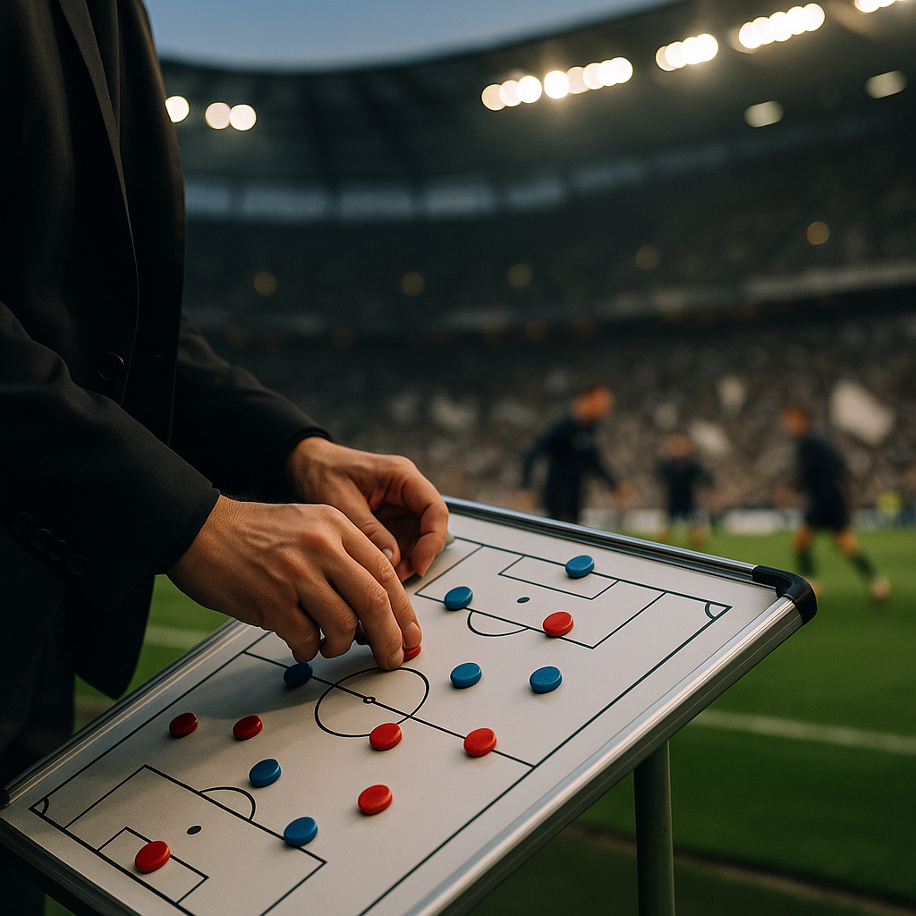 2026 football tournaments photo with tactical board, World Cup and Champions League